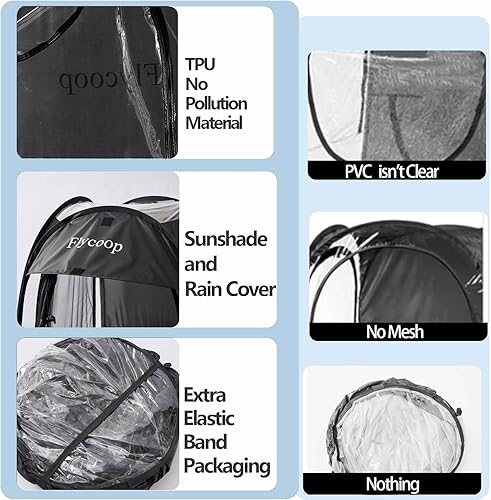 Vista 6 de Tienda de Campaña Deportiva: Cápsula Emergente Portátil Flycoop Resistente al Clima para 1 Persona para Proporcionar Refugio del Viento, la Lluvia