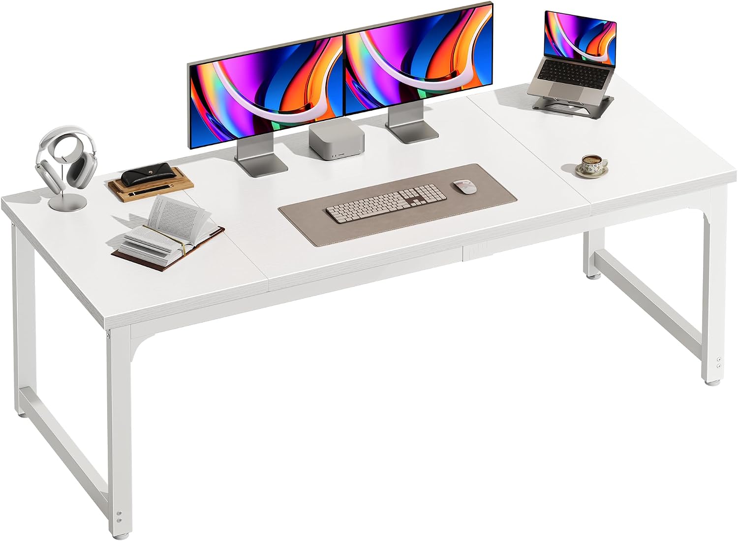 PRAISUN 63 x 24 Inch Computer Desk, 0.95'' Thicker, Heavy Duty, White
