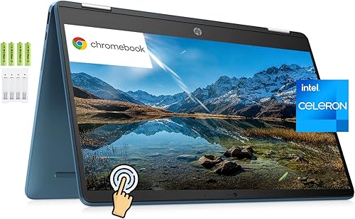 HP Computadora portátil convertible 2 en 1 X360 Chromebook con pantalla táctil HD de 14 pulgadas Intel Celeron N4120 4 GB RAM 64 GB eMMC BT 5 cámara