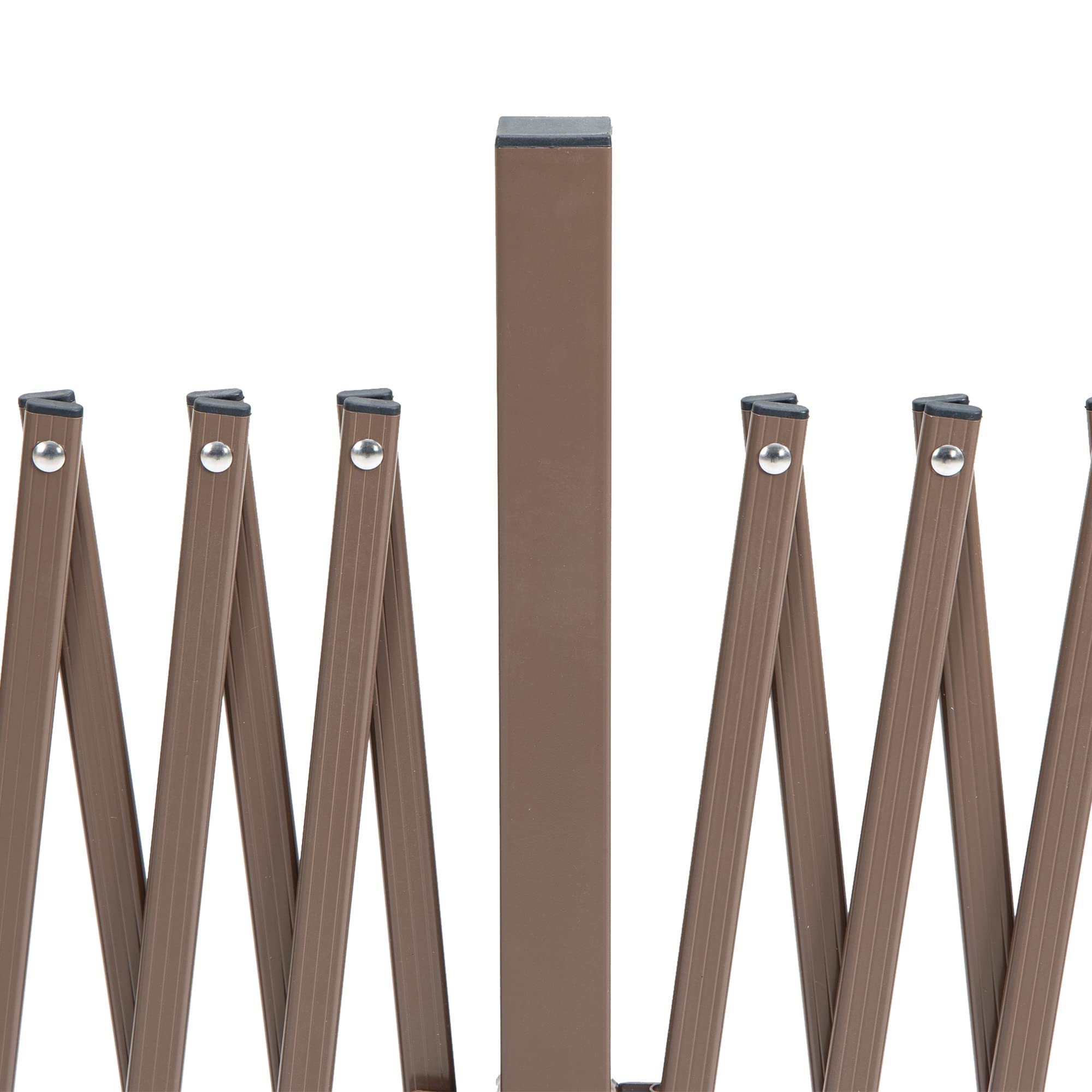 Outsunny Valla de Jardín Exterior de Aleación de Aluminio Valla Metálica Extensible con Rueda para Decoración Terraza Patio 405x31x103,5 cm Café Oscuro