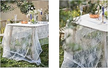 Amazon｜レーステーブルクロス ホワイトテーブルクロス ヴィンテージ