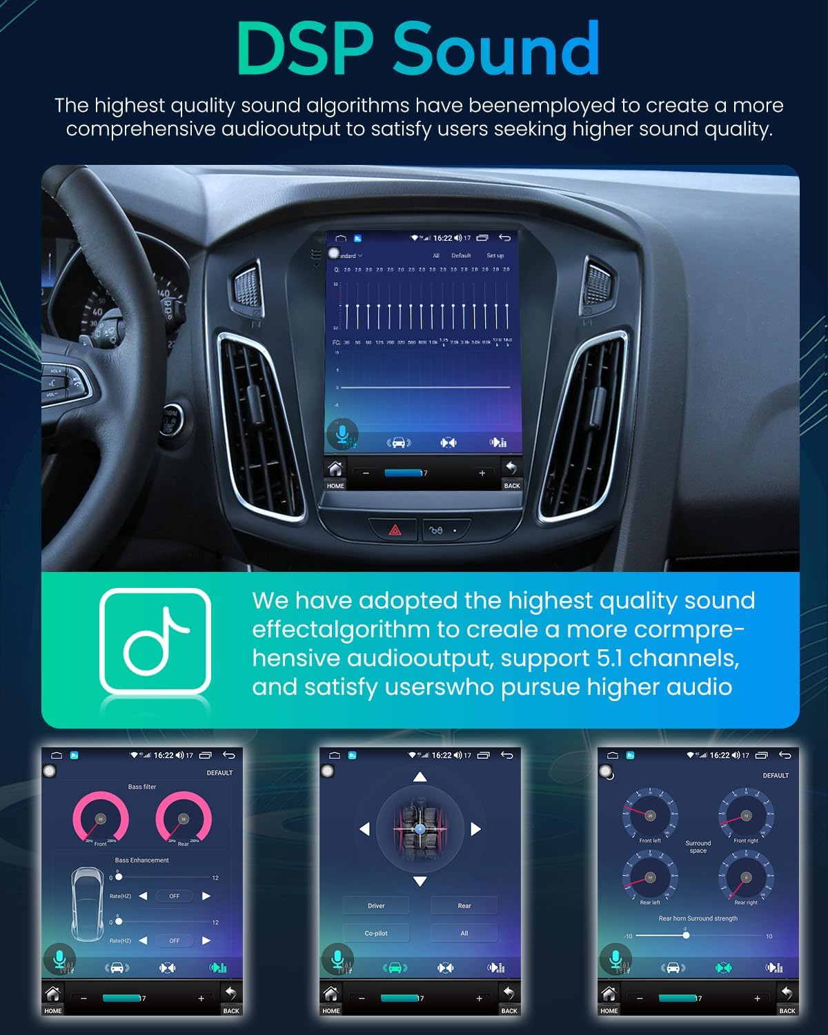 Image explaining DSP sound processing for enhanced audio quality and customization.