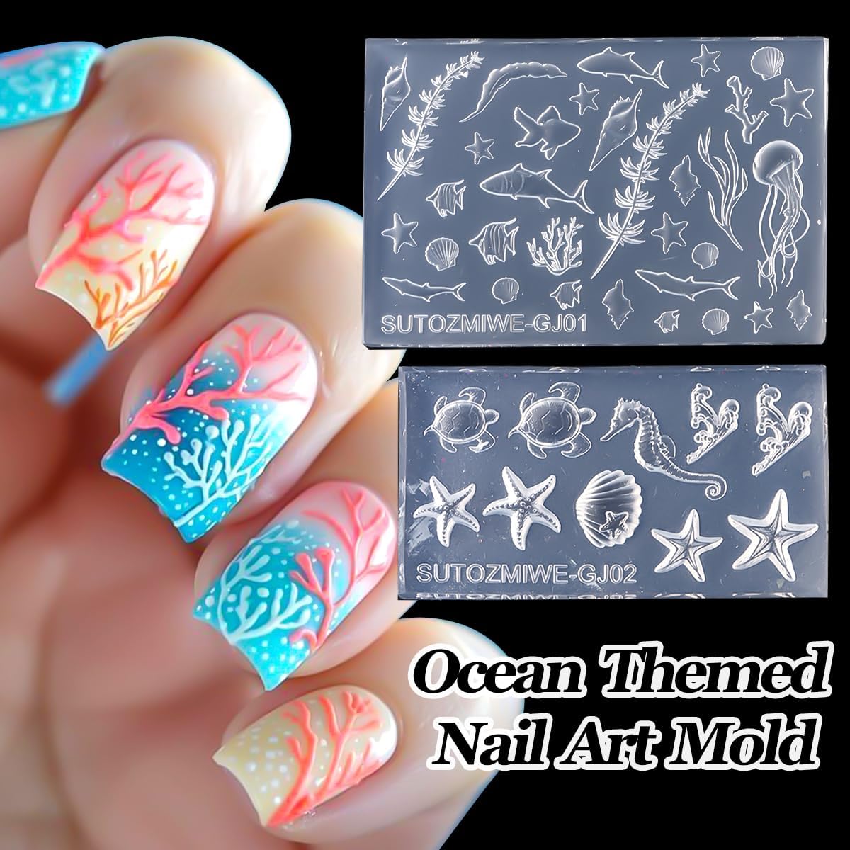 Moldes De Uñas De Silicona Océano Diseño De Encanto 3D Resina Forma De Estrellas De Mar