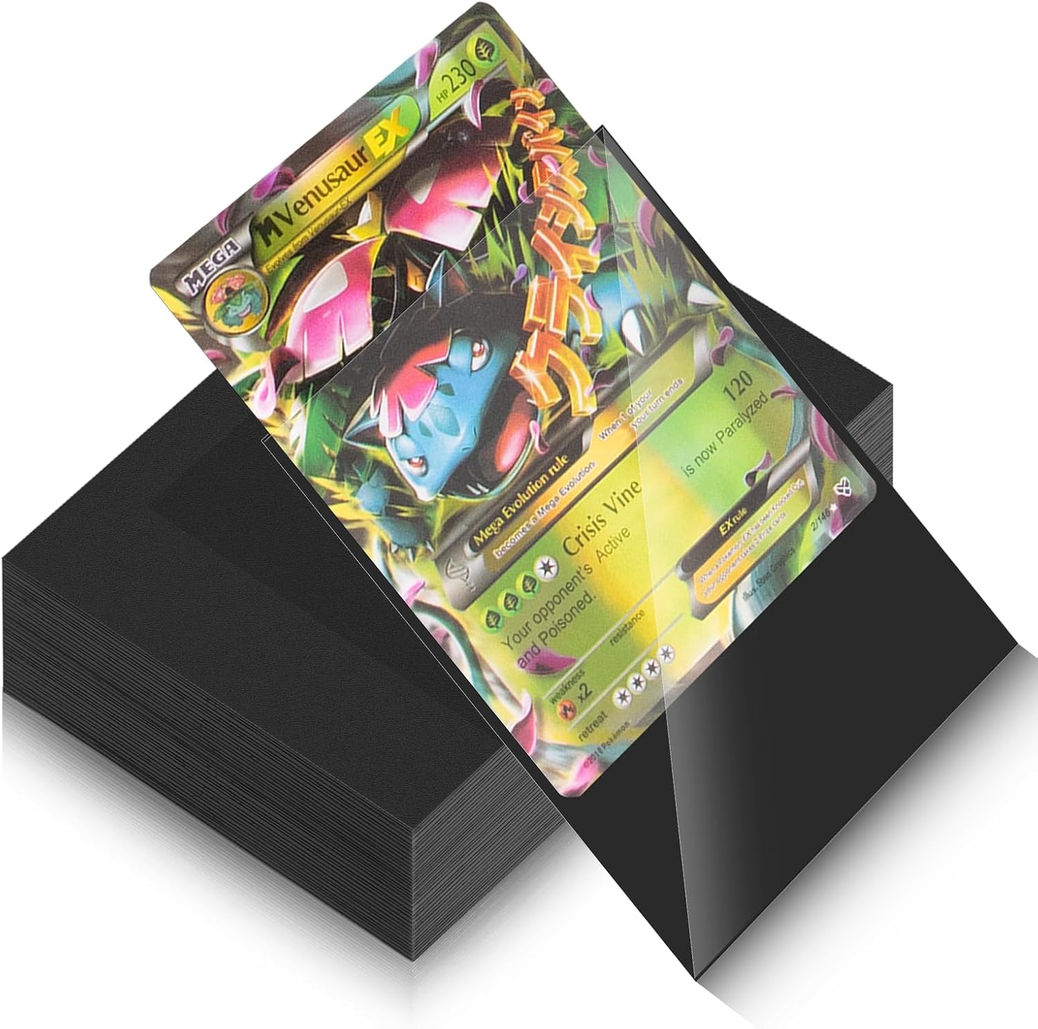 Jinhuaxin 100pcs Standard Soft Card Sleeves, Color Trading Card Sleeves, Clear Protector Sleeve