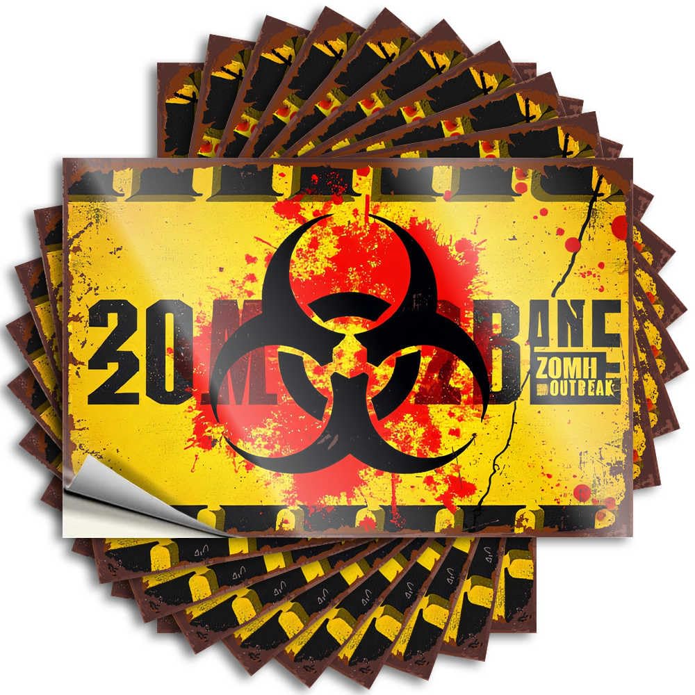 Decal Van Peel and Stick - Zombie Outbreak Biohazard Warning Tumbler Metal Waterproof Vinyl for Gamer(8X12CM)