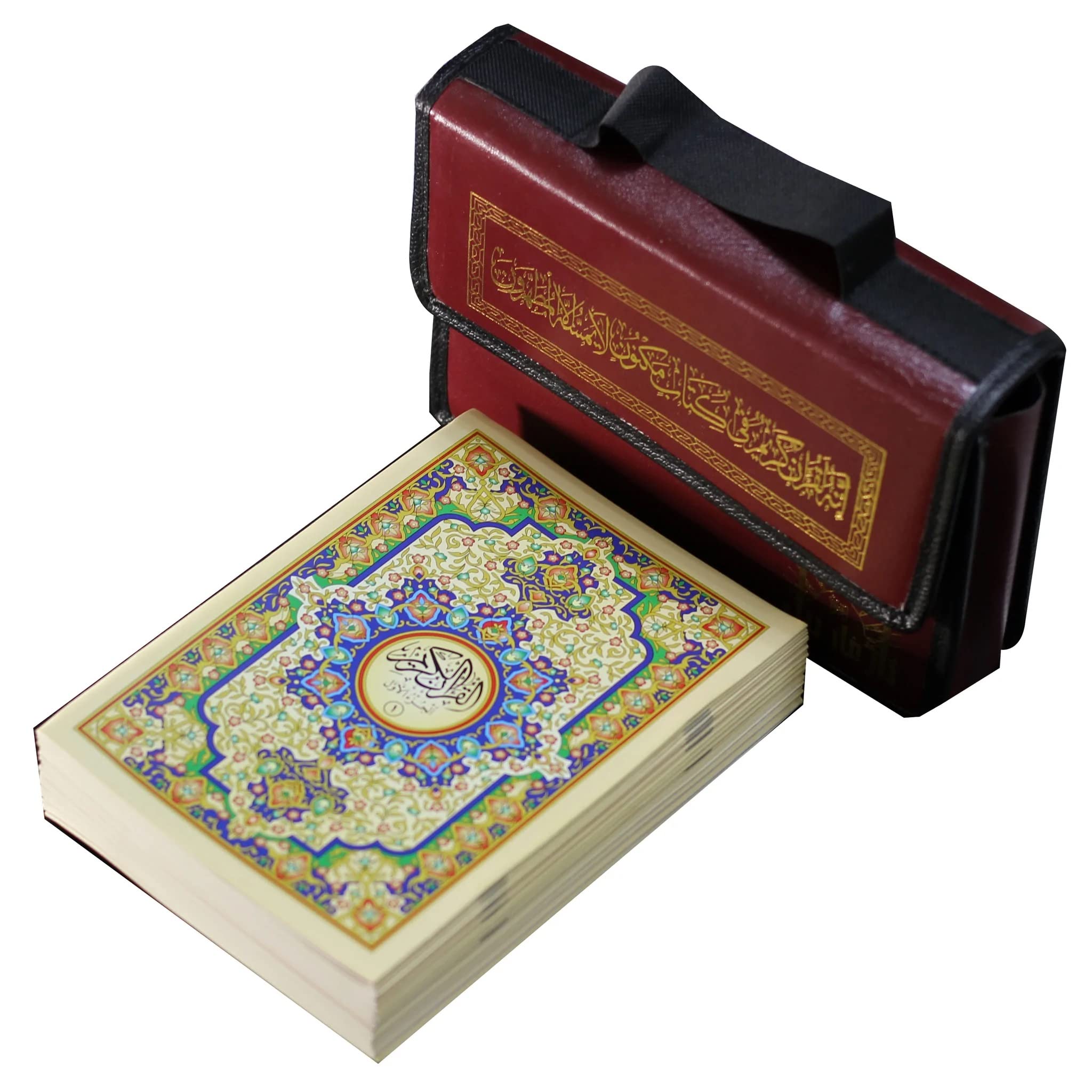 The Holy Qur’an in 30 parts to memorize the Holy Qur’an in a leather bag Medium size 14/20CM.