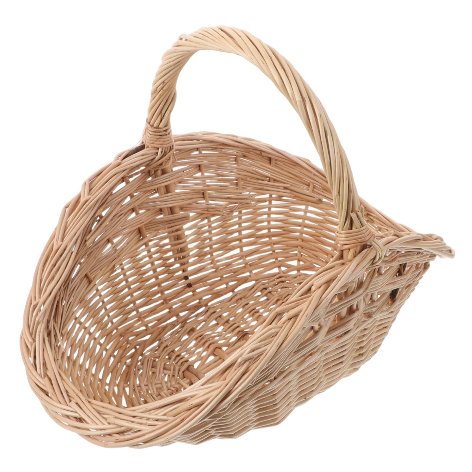 Cesta De Almacenamiento De Mimbre Tejida Mano para Guardar Frutas y Verduras Cesta Decorativa con Asa para Picnic El Jardín Organización Cocina