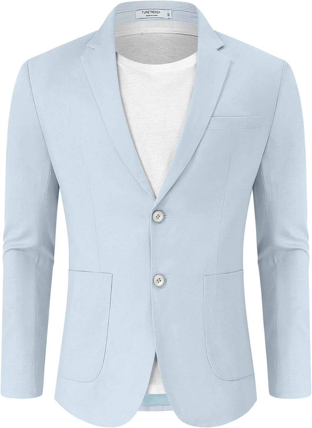 TURETRENDY Men's Casual Blazer Linen Sport Coat Two Button Lightweight Jackets Business Daily Suit