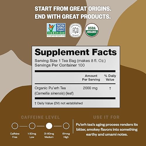 Vista 52 de FGO Té de menta orgánico, 100 unidades, bolsitas de té ecológicas, sin cafeína, el embalaje puede variar (paquete de 1)