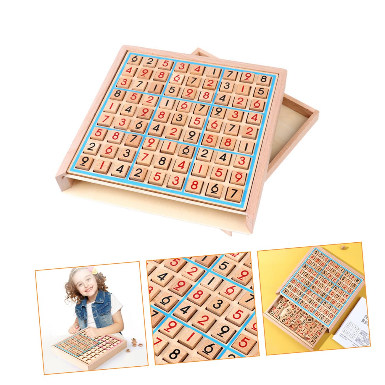 Juego de Mesa Sudoku de Madera, Juguete Educativo de Aritmética Tablero de 9 Casillas, Material Didáctico Seguro y Desarrollo Cognitivo, Adecuado para Aprendizaje Temprano