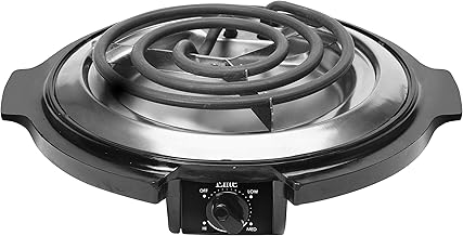 Elite Gourmet Elite Cuisine ESB-300X Single Countertop Portable Small Buffet Burner Electric Hot, Coiled Heating Plate, Temperature Control, Dorms, RV, Camping, 750 Watts, Black