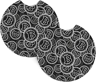 Bitcoin Currency Symbol 2 Pack Neoprene Anti-Slip Car Automotive Cup Holder Coasters Pad Insert Drink Coaster Auto Interior Accessories