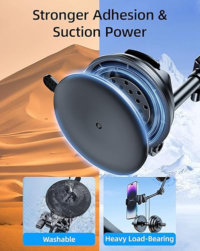 Miniatura 4 de Soporte para teléfono de automóvil para parabrisas y ventana, grabación de video, filmación de vlogging, multiángulo ajustable y giratorio y sin