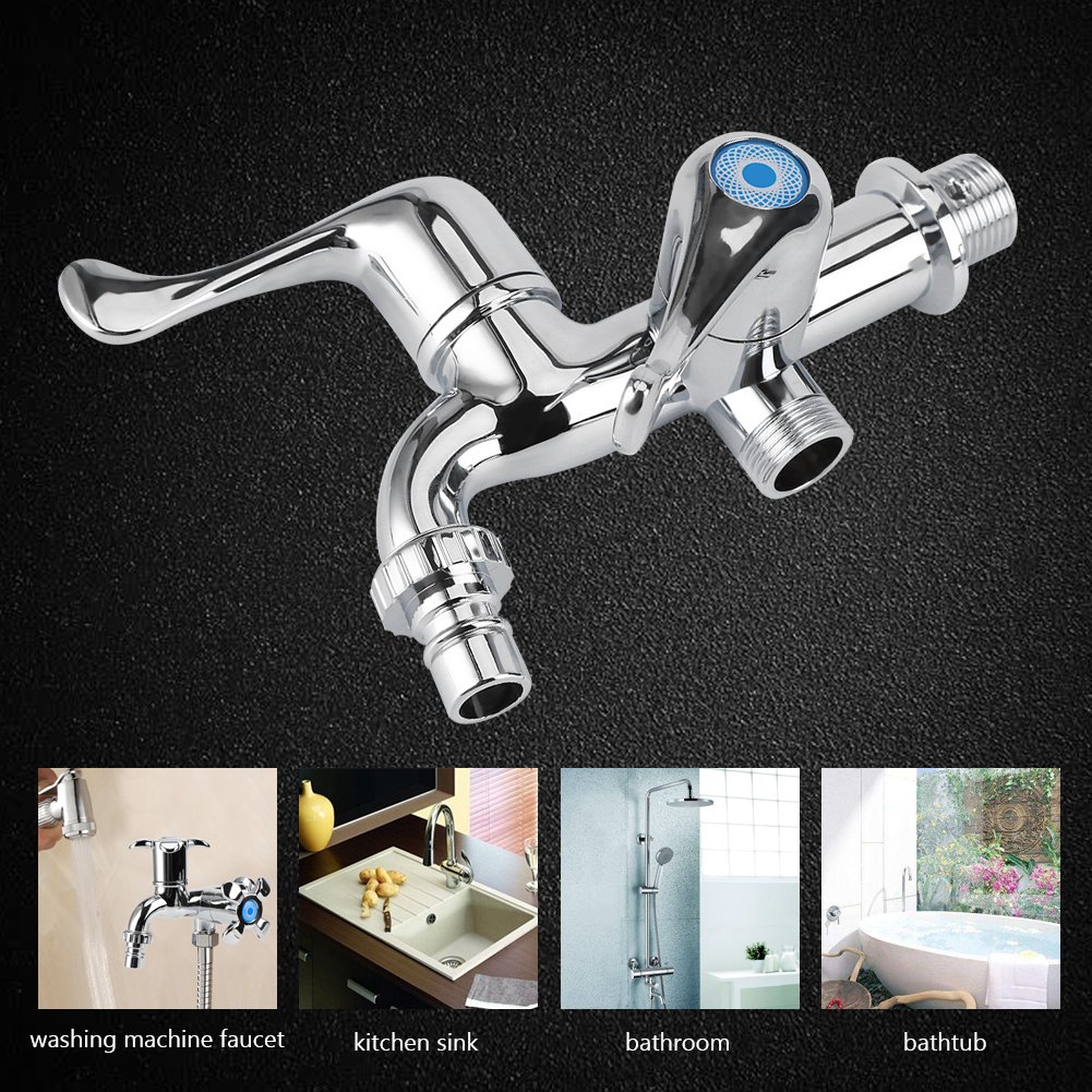 Washing Machine Faucet Environmental ABS Sink Basin Water Tap with Double Spout Handle 1 — view 3