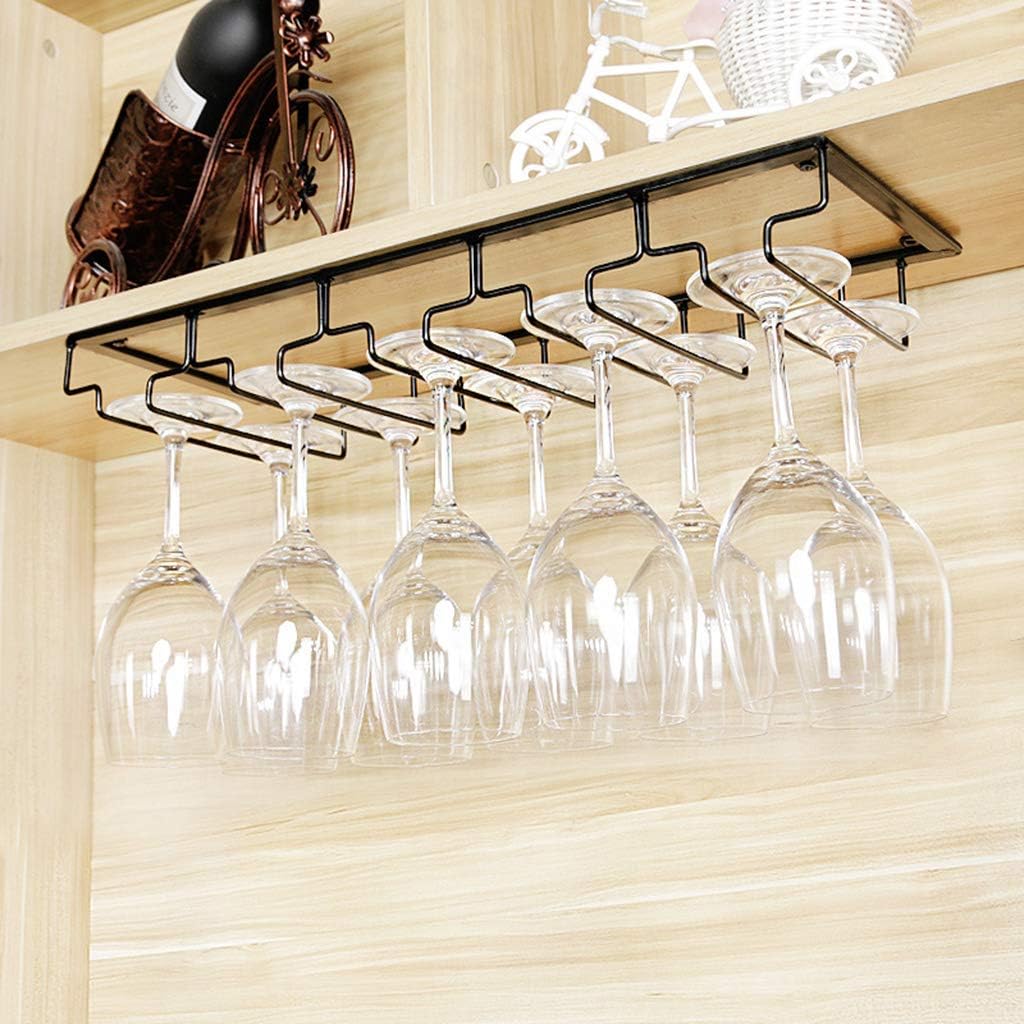 Wall Mounted Wine Rack for Bar and Restaurant Metal Wine Bottle Holder with Hanging Stemware Storage Shelf Holds 5 Wine Glasses and 5 Bottles Space Saving Under Cabinet H
