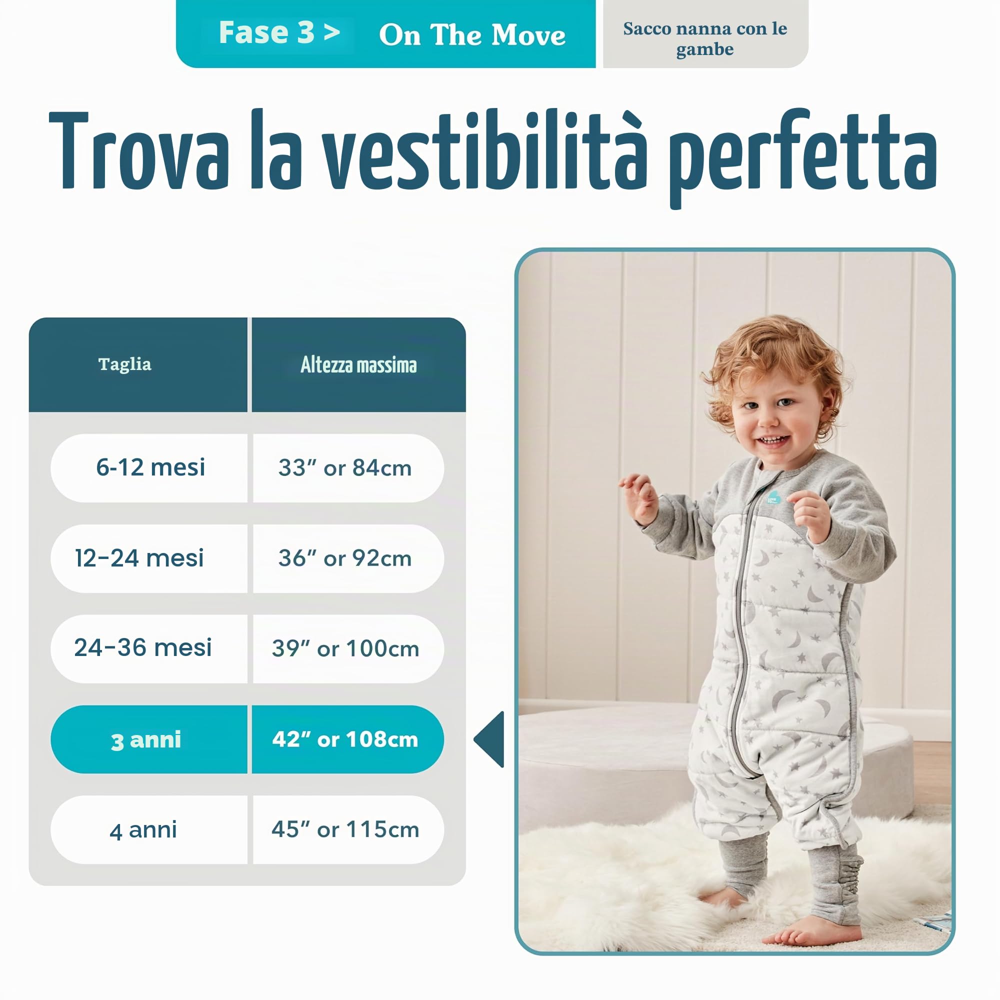 Pigiama Love To Dream Extra Caldo, 3-4 anni, Grigio, 3,5 Tog per temperature fredde (sotto i 16°C), coperta indossabile a maniche lunghe, trapunta incorporata, pile di cotone lavabile in lavatrice, re