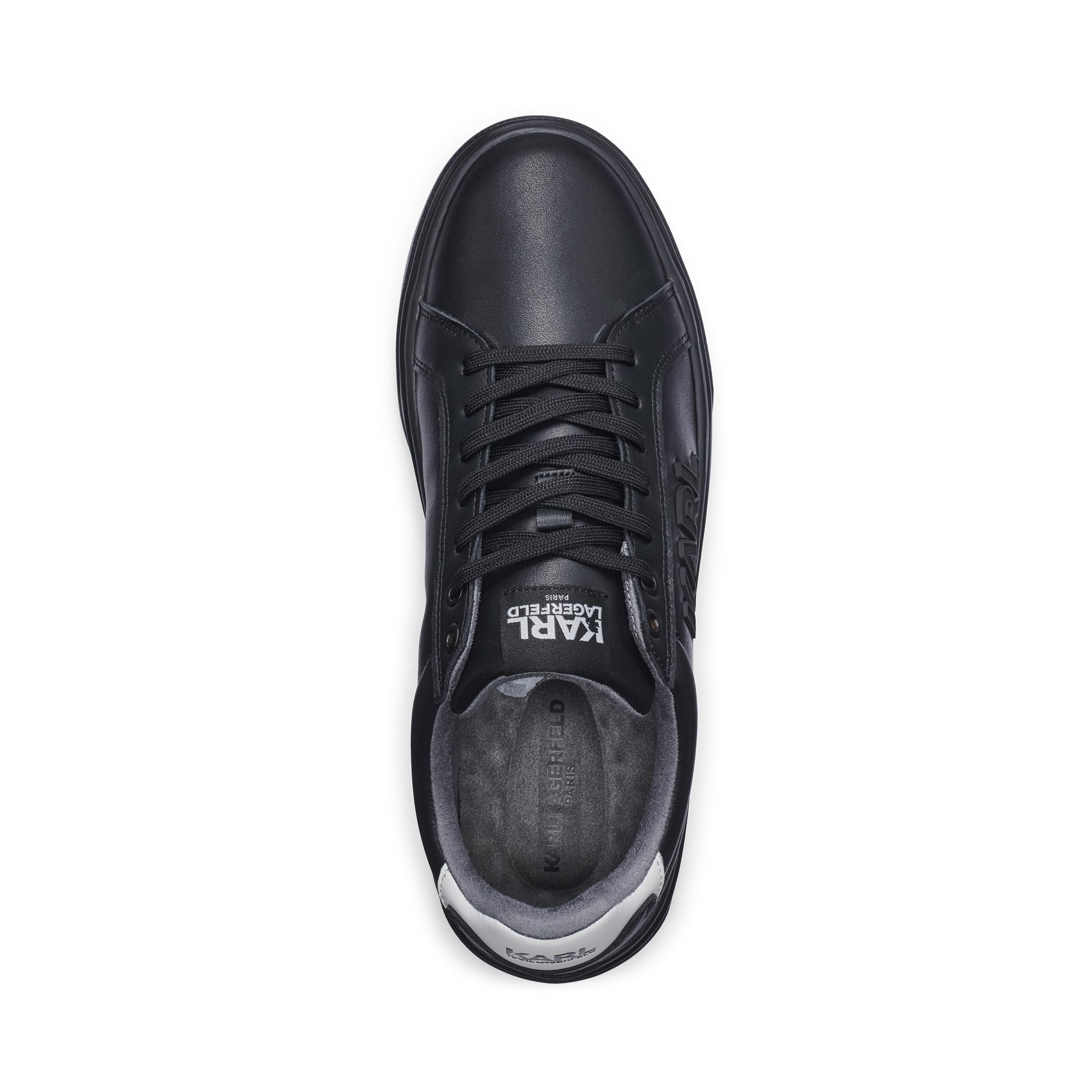 KARL LAGERFELD Mens Lace Up Leather Sneaker with Logo Patch