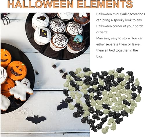 Miniatura 7 de PRETYZOOM 100 piezas mini estatua de cabeza de calavera mini cabeza de calavera decoración de Halloween mesa accesorios de decoración