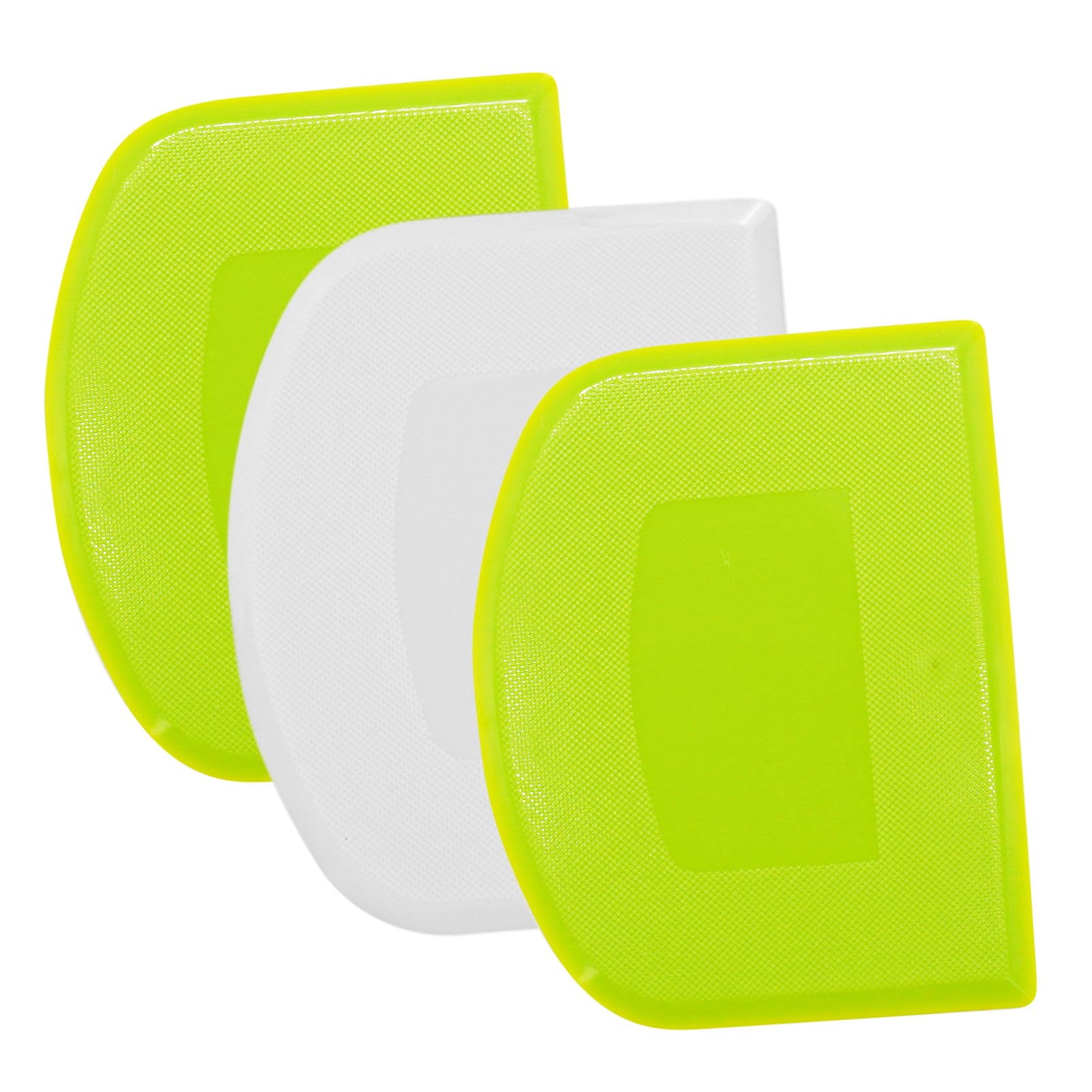 3 Pcs Dough Scraper, Dough Scraper Cutter, Plastic Pastry Bread Dough Cutter Bowl Scraper Smoother Tool, Bread Scraper for Baking Bread, Pizza and Cake (Green, White)