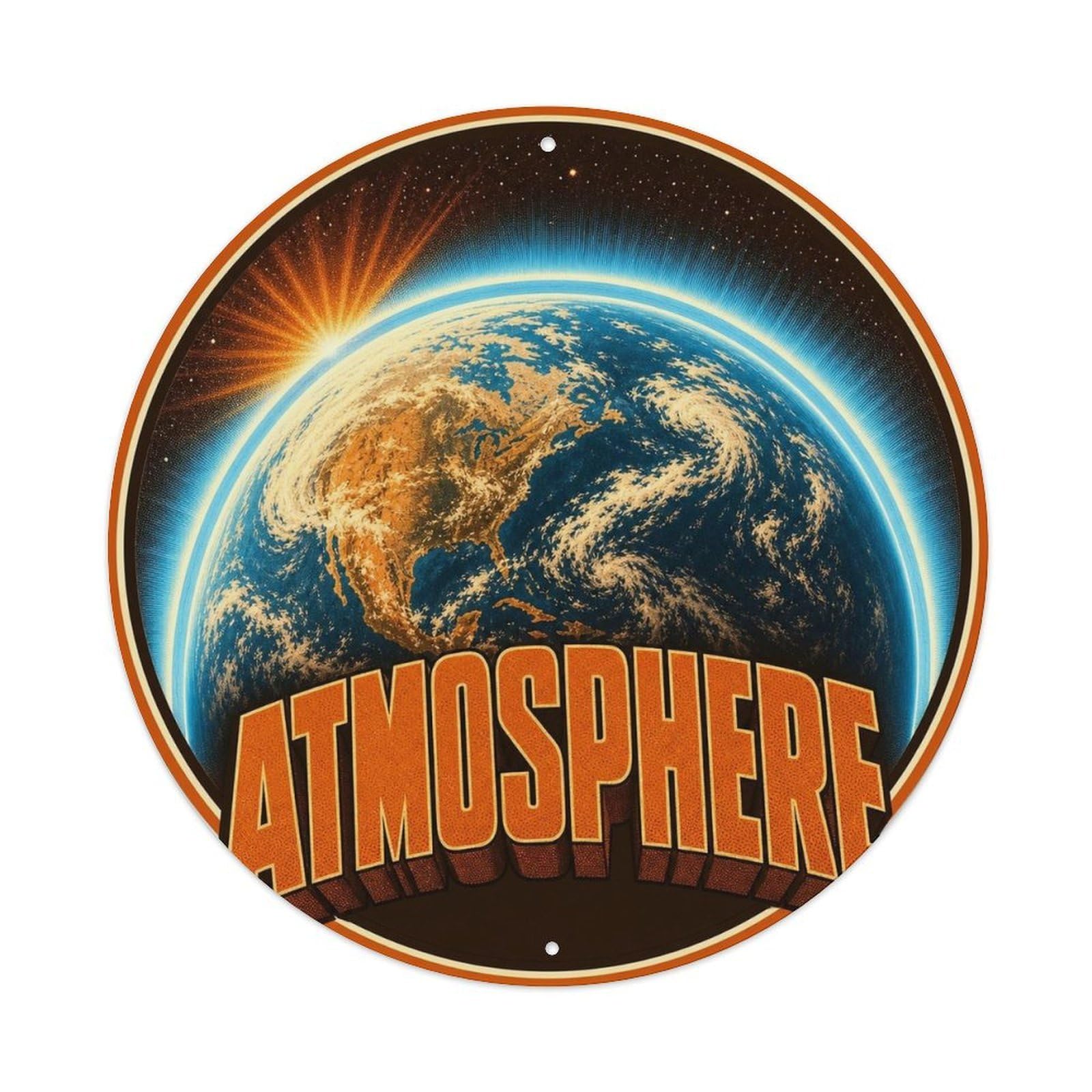 Deep Space Planetary Orbit Earth Atmosphere Starscape Metal Tin Sign
