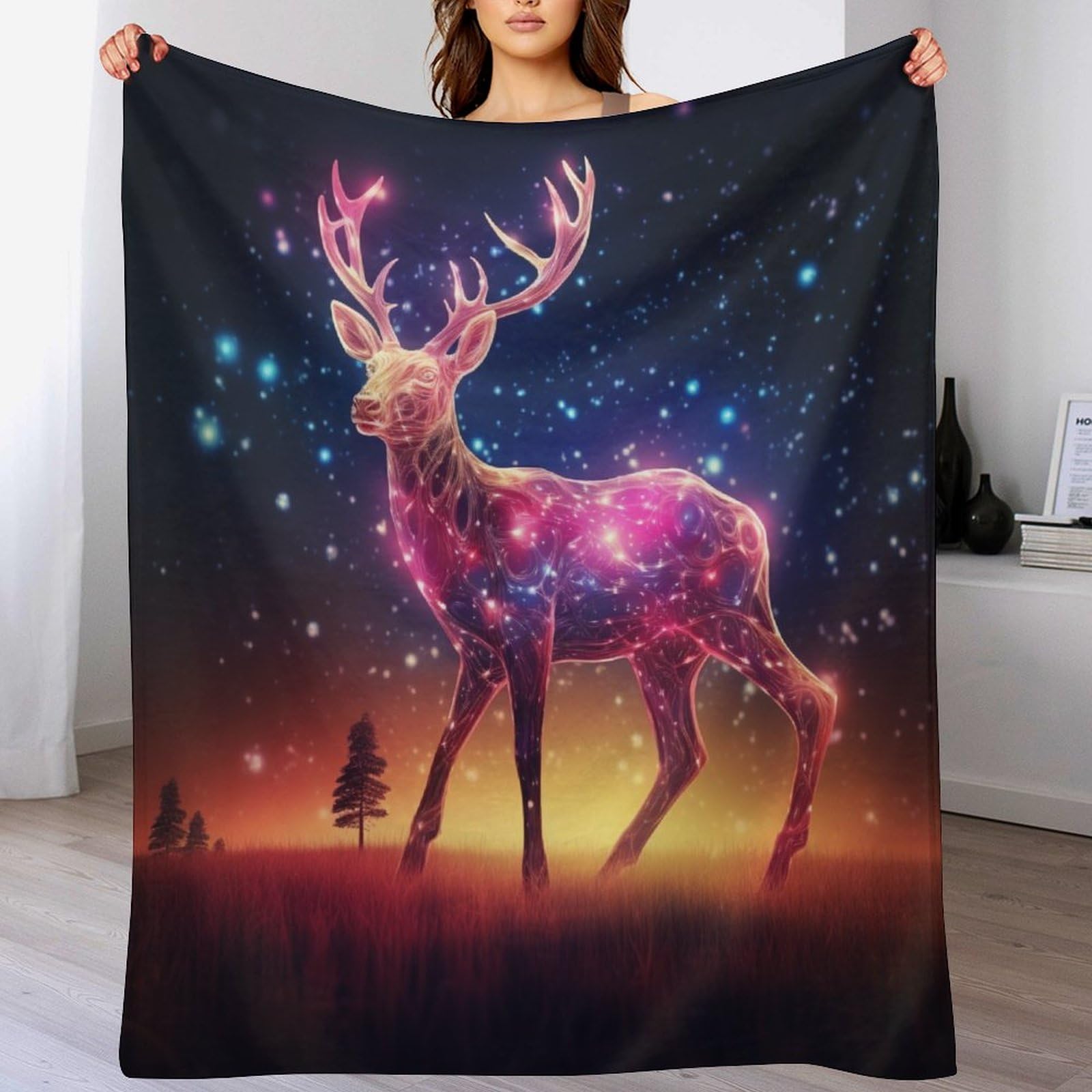 Couverture polaire Deer 130x150cm et plaid en flannel super douce pour canapé