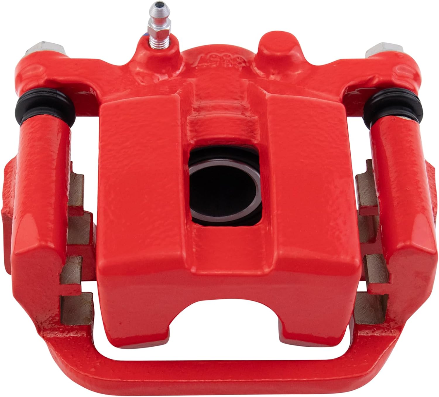 TRQ Rear Brake Caliper Set Painted Red Brackets Compatible with 2013-2021 Nissan Leaf 2014-2020 Rogue 2017-2022 Rogue Sport