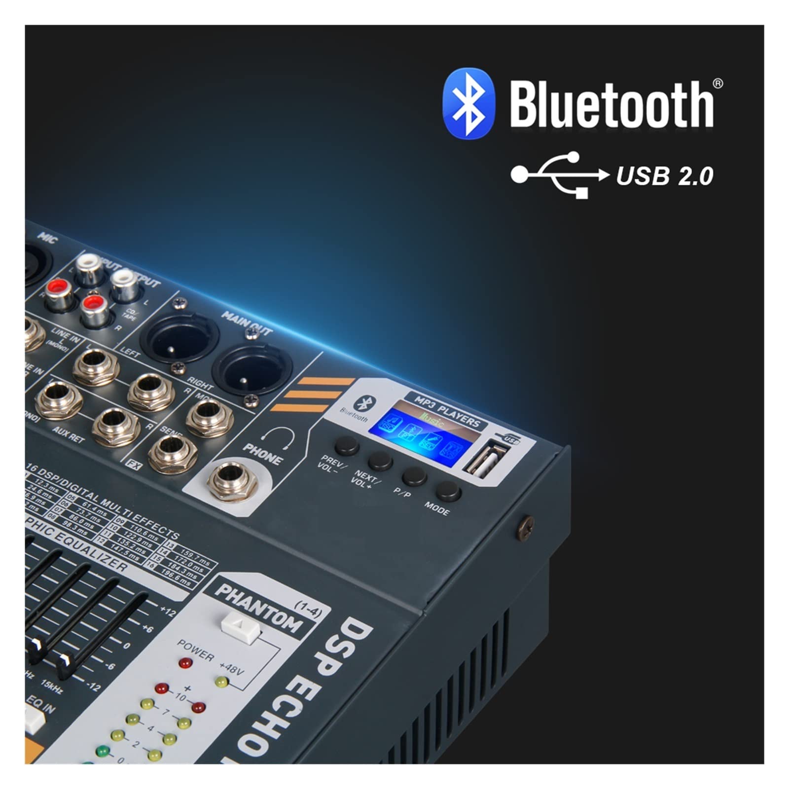 Mezclador de Audio ¡Sonido limpio! Mezclador de 12 canales Dj 48V Phantom Power USB for escenario de grabación