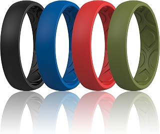 Women Breathable Air Grooves Silicone Wedding Bands Promise Rings 5.5mm Wide 1.8mm Thick - 1/4/8/12 Variety Multipack