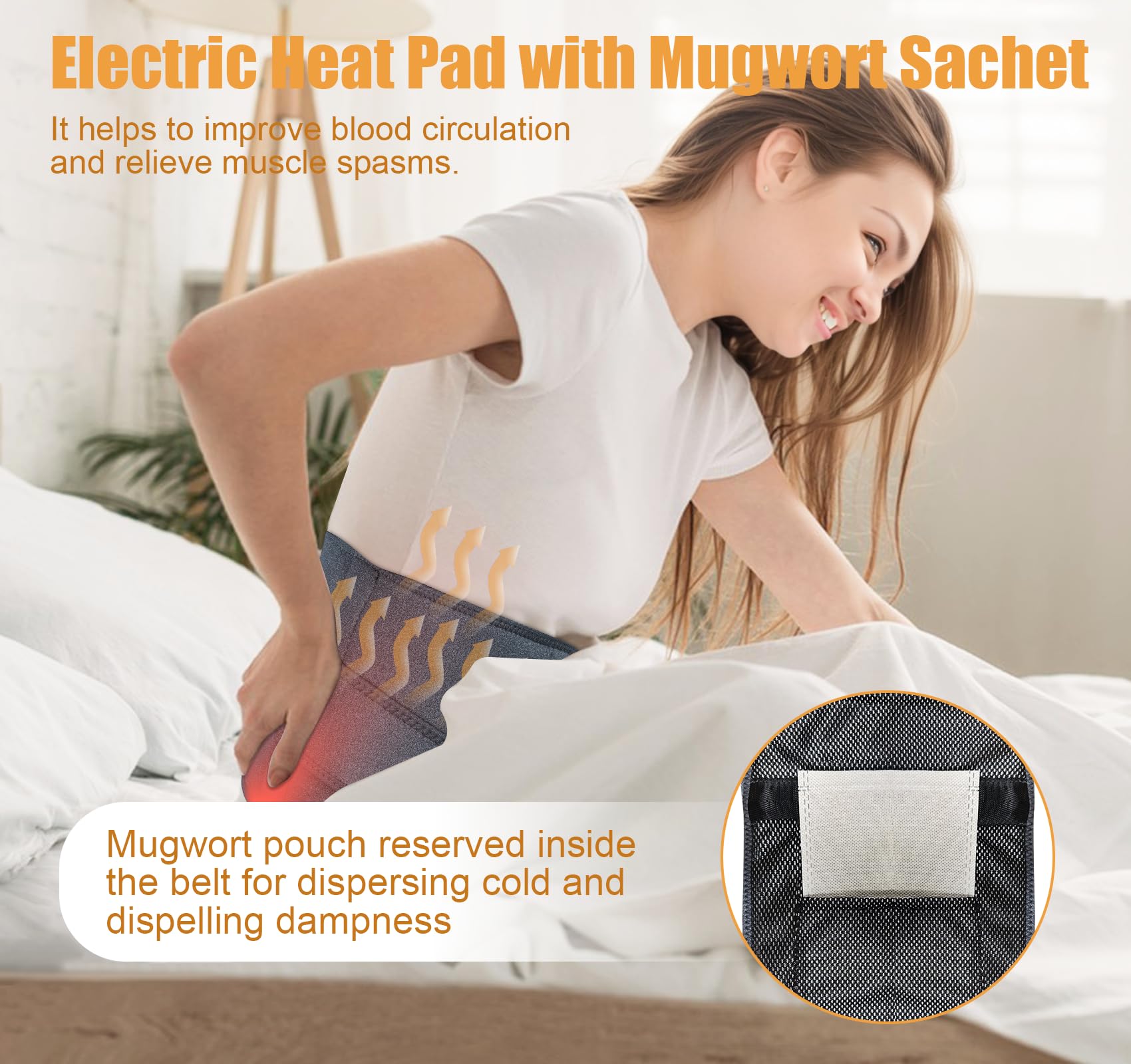 ilauke Ceinture Lombaire Chauffante, Coussin Chauffant Pour La Taille Sans Fil avec 3 Modes De Massage et 3 Niveaux de Température, pour Soulager des Douleurs Lombaires, Abdominales