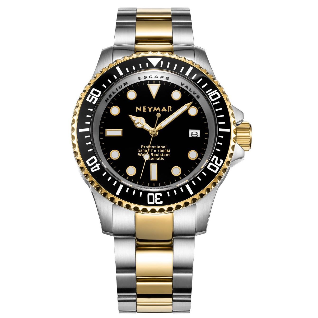 Neymar 44mm Men's 1000m Diver Automatic Sport Stainless Steel Watch