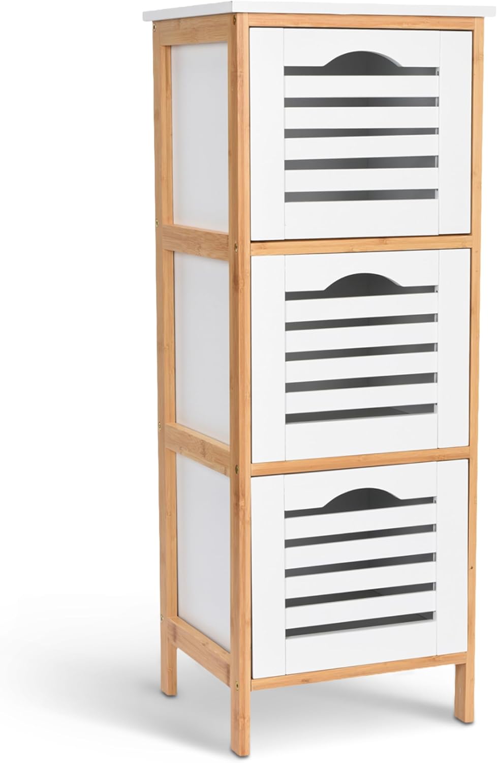 Prosumers Choice Wooden Bathroom Cabinet - 3 Drawers Storage Organizer for Toiletries & Accessories, Free-Standing Floor Cabinet for Hallway/Living Room, White