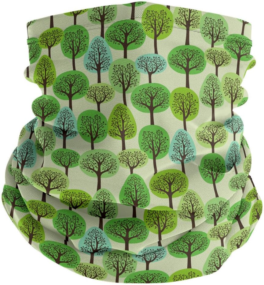 Neck Gaiter (Green Forest Pattern) Cooling Breathable Face Mask UV Protection Scarf Hiking Bandana for Men, Women, kids