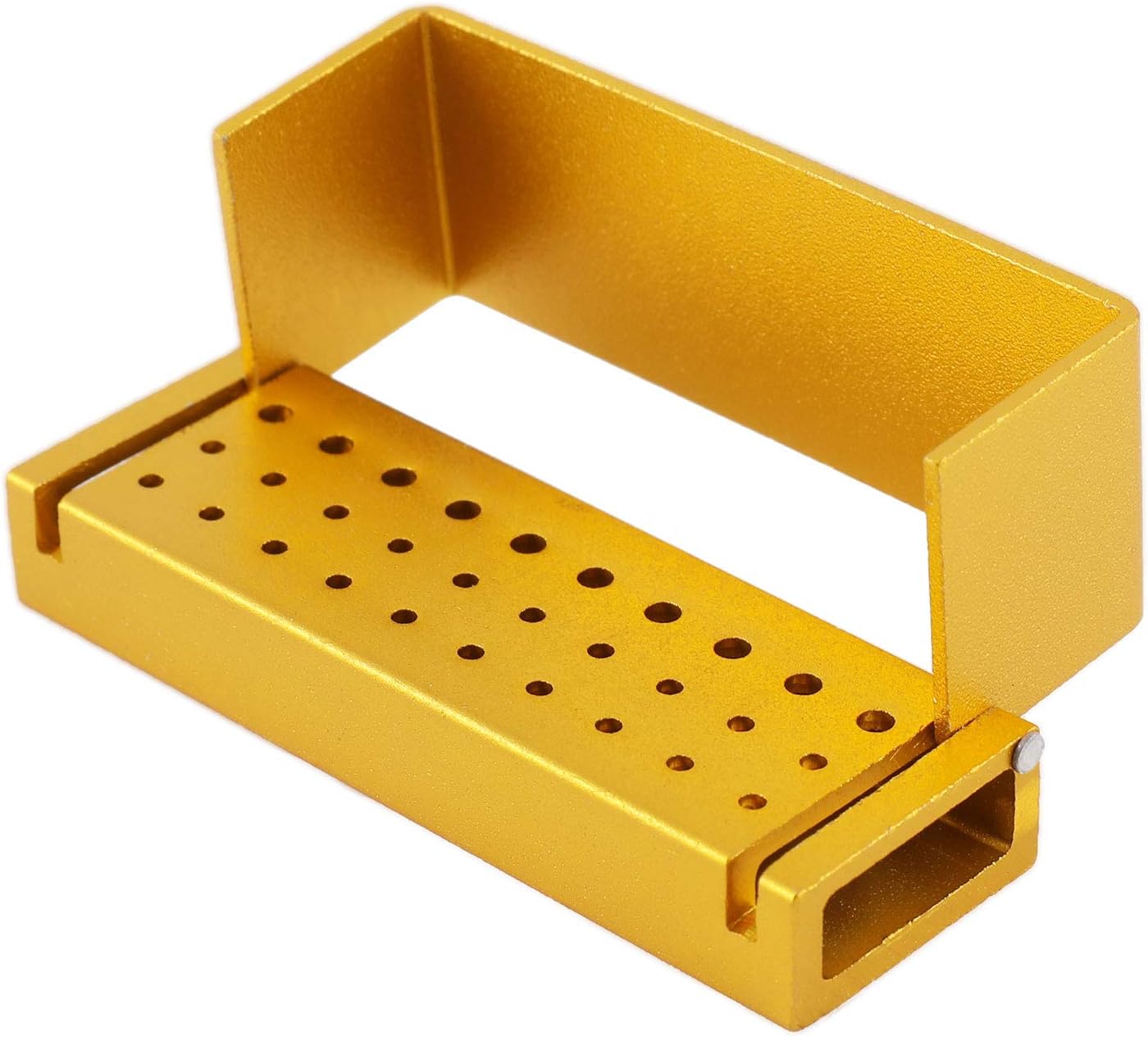 Annhua Dental Bur Blocks Aluminum Bur Holders for Diamond Burs, High-Speed Drill Storage Opening Box Dentist Tool - Gold