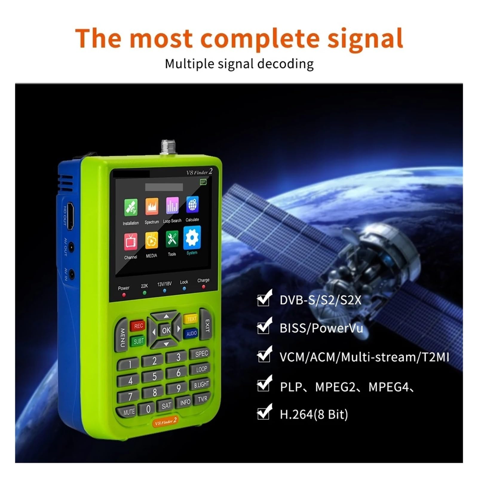 Pointeur Satellite V8 Finder2 DVBS2 Satellite Meter Satellite Finder meilleur que Freesat V8 Finder SATLINK WS-6906 6916 ST-5150 WS-6933 Adaptateur