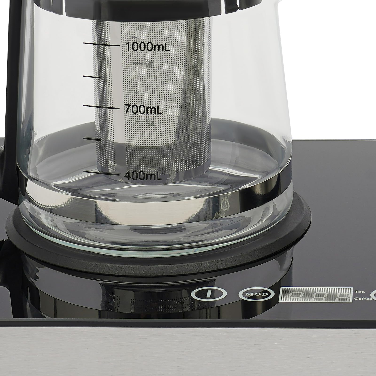 Stacja do herbaty i kawy 2 w 1, 2,5 l + 1 l, szklany zaparzacz do herbaty z regulacją temperatury i dotykowym panelem sterowania, 1500 W, dwuwarstwowy czajnik ze stali nierdzewnej do zaparzania