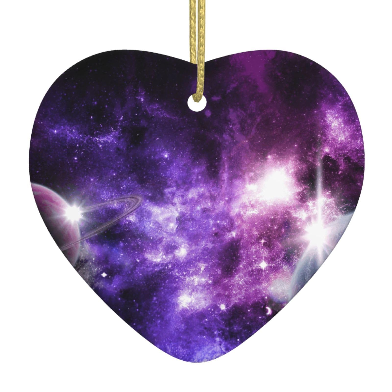 Nbtghga White Galaxy Sky. Print Christmas Ornaments, Ceramic Hanging Ornament, Xmas Tree Decoration, Holiday Home Decor