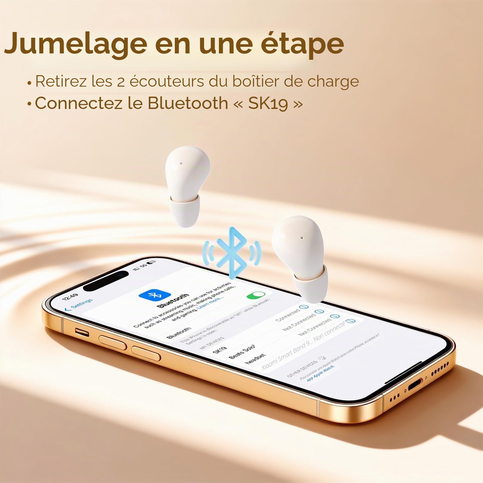 Xmenha Écouteurs de sommeil invisibles écouteurs Bluetooth sans fil pour dormir casque de sommeil sur le côté écouteurs petits canaux écouteurs cachés