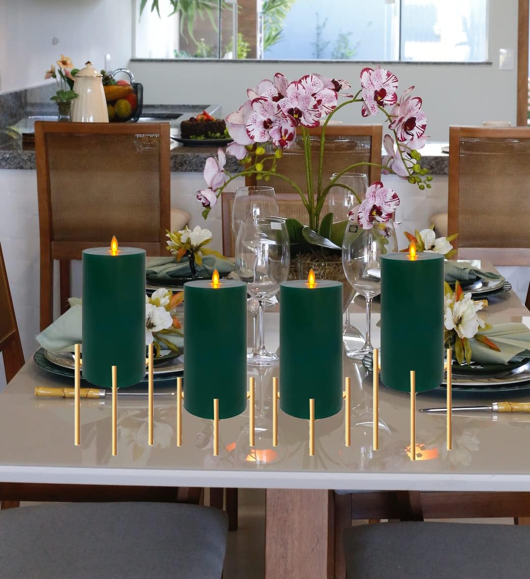 Brkioghte Set of 4 Gold Iron Candle Holders - Exquisite Candle Stands can Hold Pillar Candles for Table Centerpiece, Perfect for Modern Home Decor, Parties, Proposals, Weddings & Love Statements : Home & Kitchen
