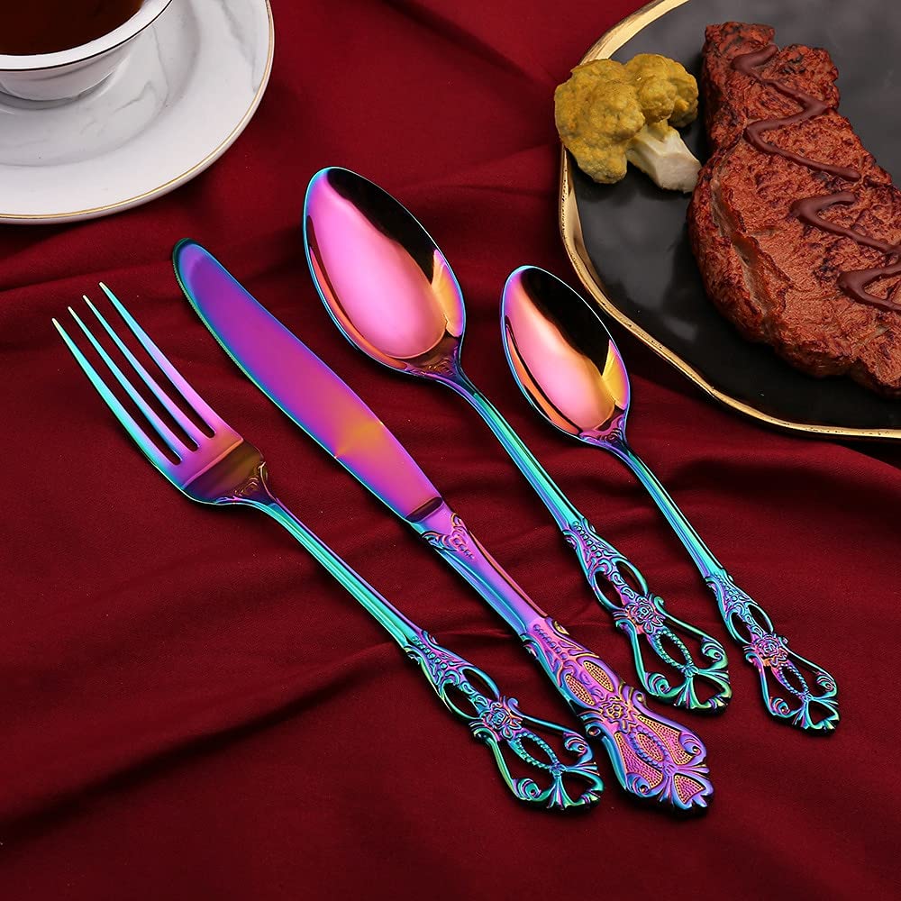 Tafellöffel 16 stücke Geschirr Set Gold Besteck Edelstahl Royal Löffel Besteck Gabeln Messer Löffel Western Geschirr mit Holz Esslöffel