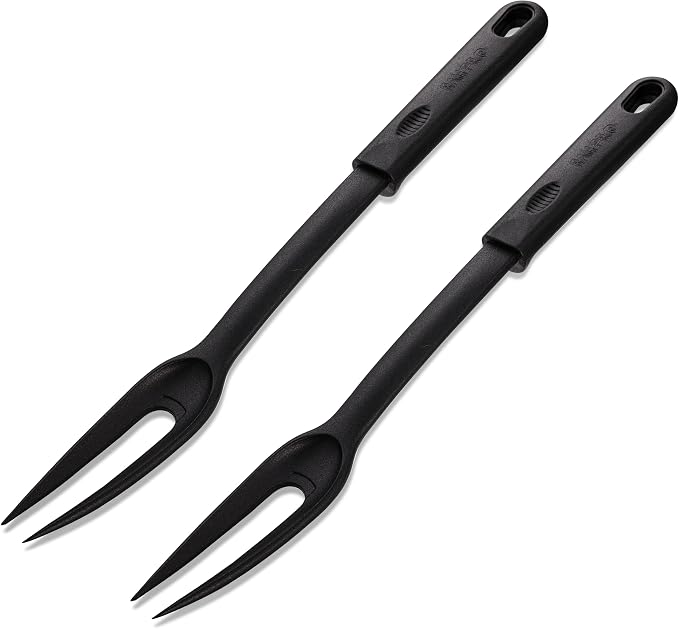 Nylon Fork Made of Heat Resistant Nylon with Plastic Handle with Hole Ideal for use with Non-Stick Pots and Pans (Pack Of 2) - By Ram Pro