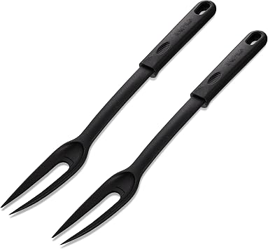 Nylon Fork Made of Heat Resistant Nylon with Plastic Handle with Hole Ideal for use with Non-Stick Pots and Pans Pack Of 2 - By Ram Pro