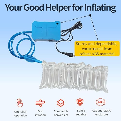 Miniatura 5 de Bomba de aire eléctrica para almohadas de aire inflables y rollo de envoltura de amortiguación de burbujas, pequeña bomba de aire portátil, máquina