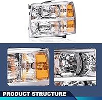 Vista 7 de PIT66 Conjunto de faros laterales izquierdos, compatible con Chevy Silverado 1500 2007-2013, Silverado 2500 3500 2007-2014 y HD Lente transparente