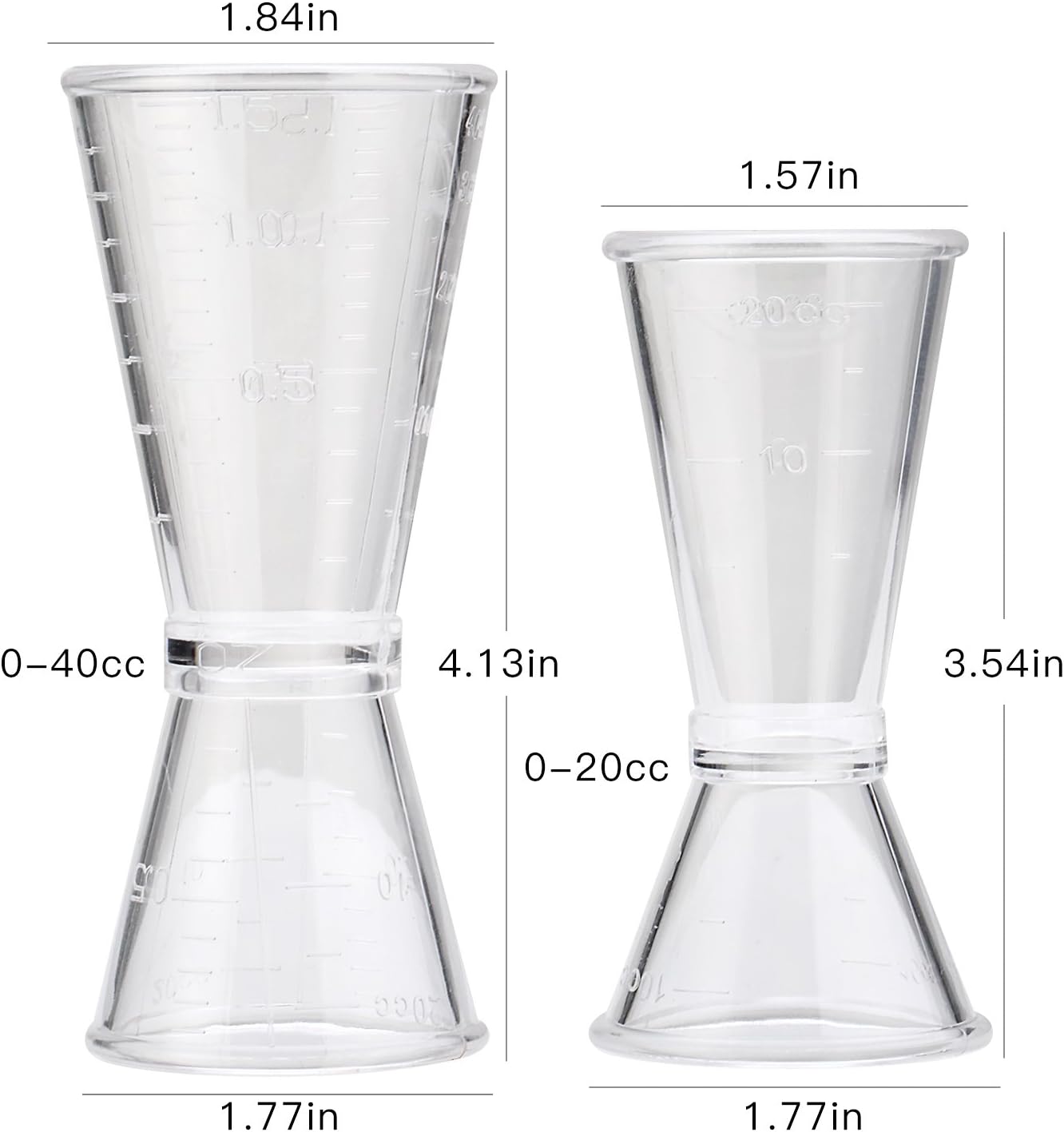 Bartender Pour Kit - Measuring Jigger Shot Cups Set [4 PACK] Small 3.5" Tall (2) + Large - 4" Tall (2)