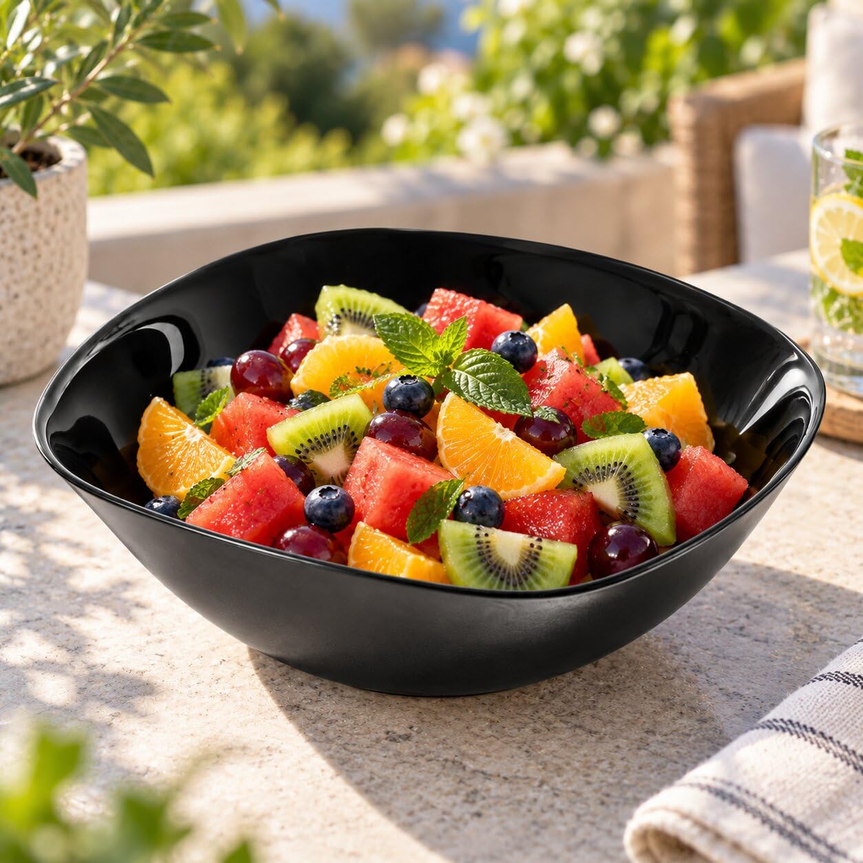 KADAX Schwarze Salatschalen im 6er Set, 19 cm, quadratische Salatschüsseln, Schüsseln für Suppe, Salat & Dessert, Mikrowellen- und Spülmaschinengeeignet (Schwarz) Küche, Haushalt & Wohnen