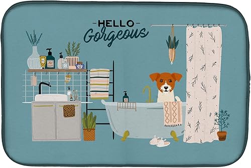 Miniatura 120 de Caroline's Treasures CK7824DDM - Tapete absorbente para secado de platos con diseño de bulldog inglés, rojo y blanco, para encimera de cocina, 14 x