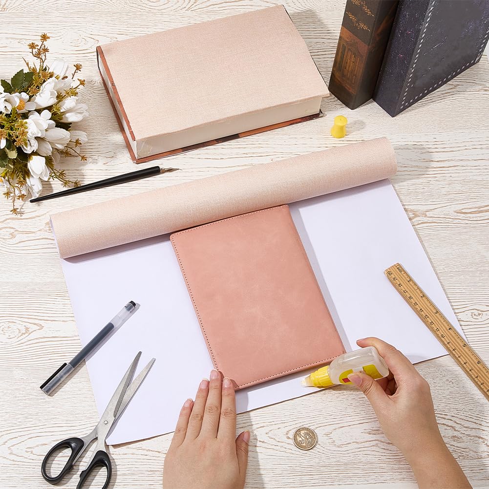 craspire Toile de Lin Couleur Biscuit Surface en Tissu Dos Papier 35 x 17 Pouces D'Épaisseur Idéale pour la Reliure de Livres Cahiers Albums Scrapbooking Archivage Bricolage Protection et Fournitures
