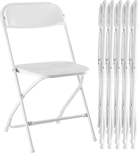 Simple Deluxe Paquete de 6 sillas plegables de plástico, sillas portátiles plegables apilables con marco de metal de capacidad de 330 libras, para
