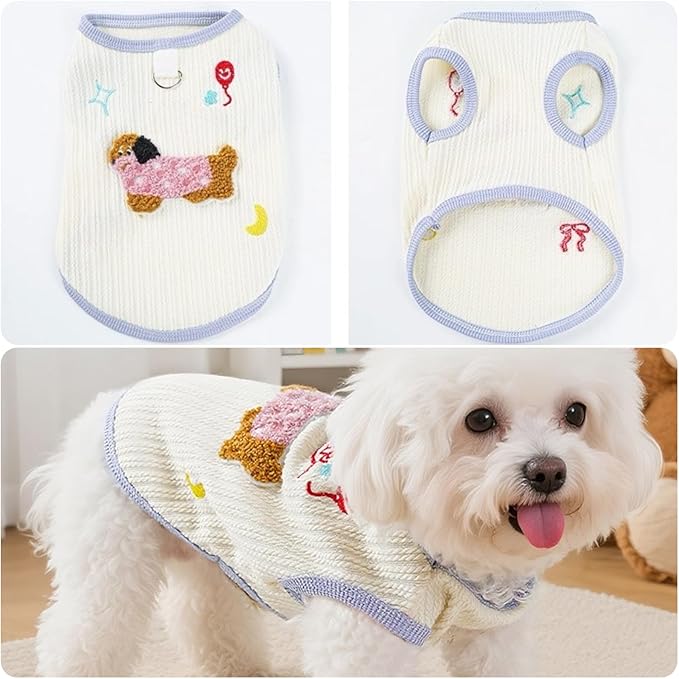 Ropa Cute Pet Apparel Algodón Perro Sin Mangas Pullover Beige Talla M miniatura 4