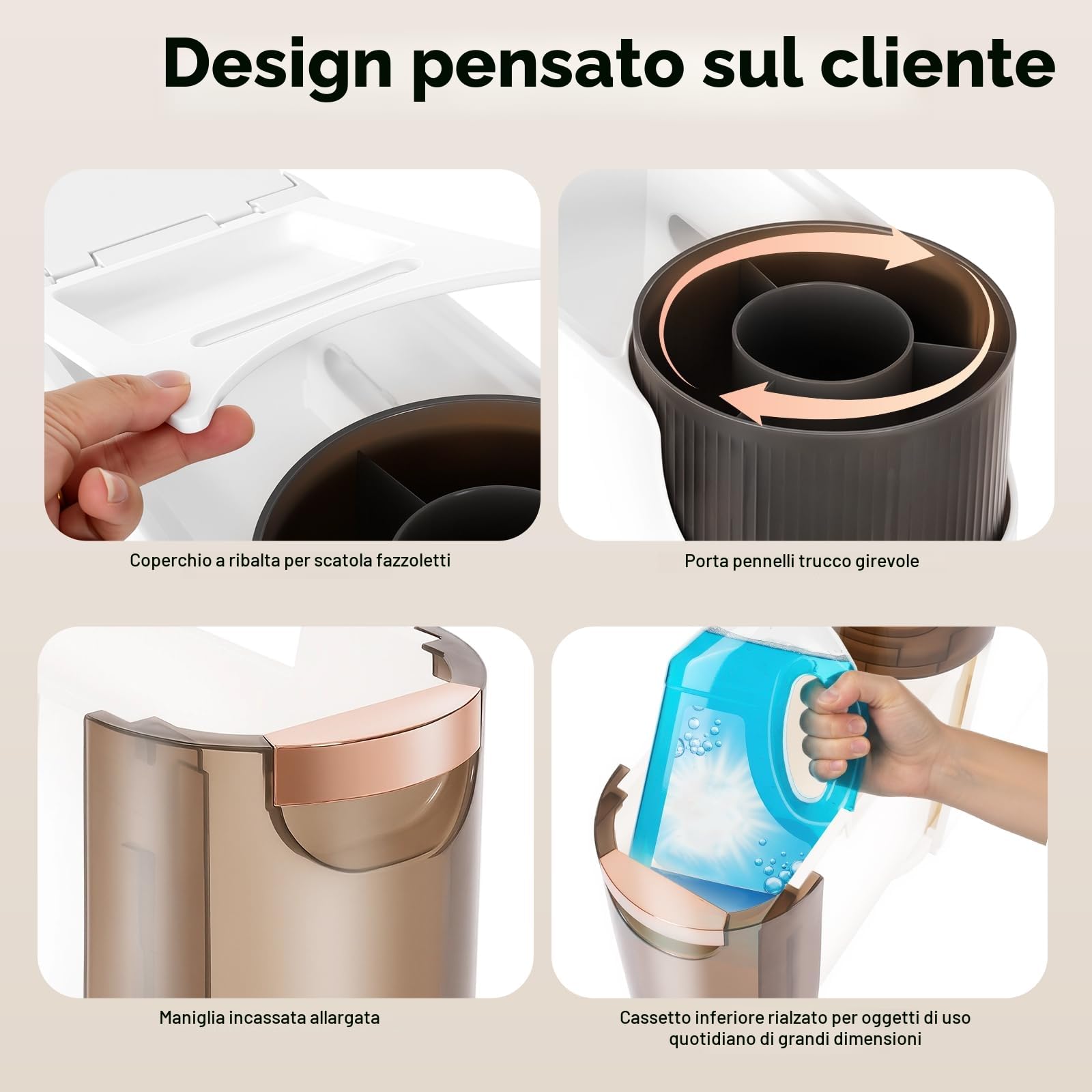 Armadio per nicchia a 4 scomparti, sottile con scomparti e ruote, in plastica, salvaspazio, per piccoli bagni, 17 x 40 x 90 cm